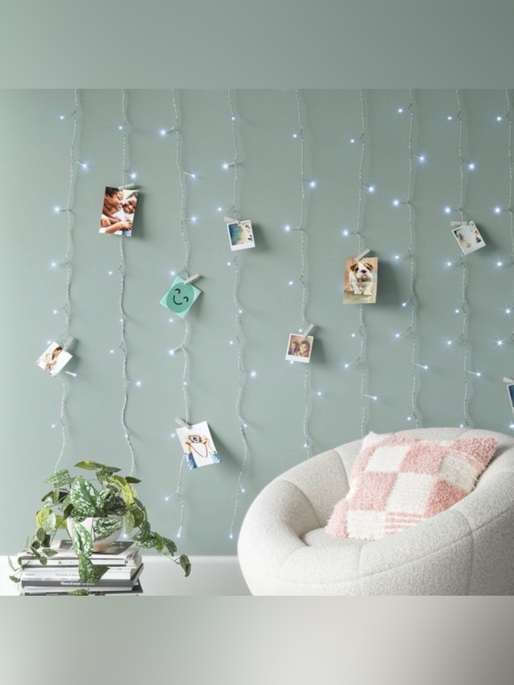 Room Essentials White Curtain String Lights With Photo Clips - NIB